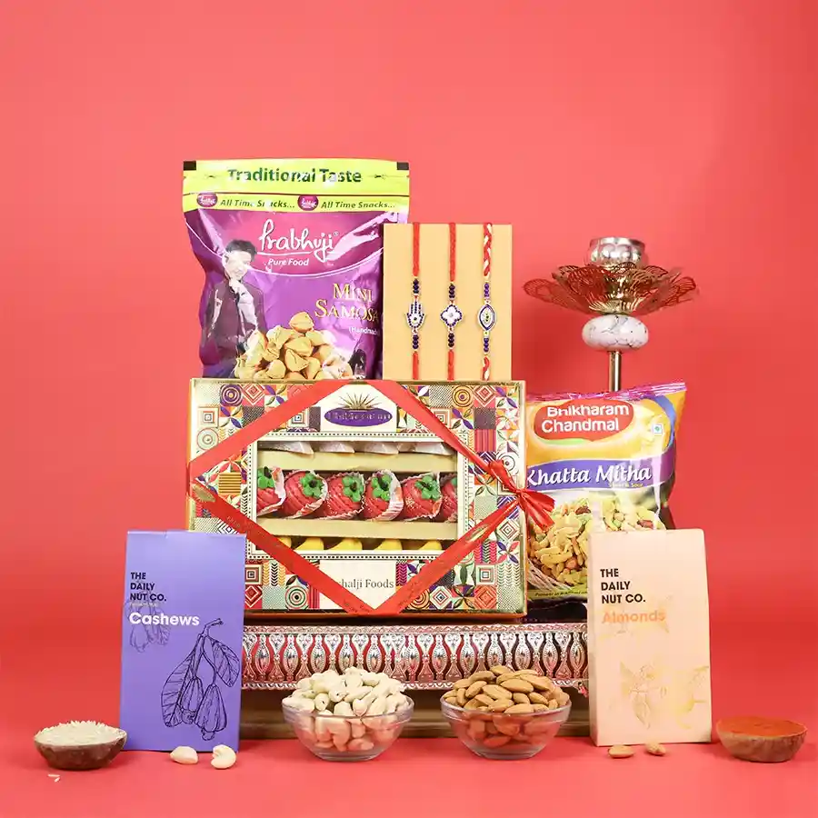 Rakhi Blessings Gift Ensemble featuring Evil Eye Rakhis