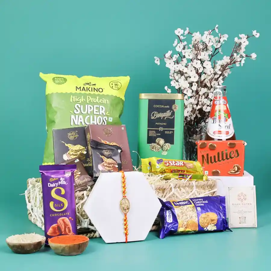 Nourishing Raksha Bandhan Gift Box with traditional sweets.