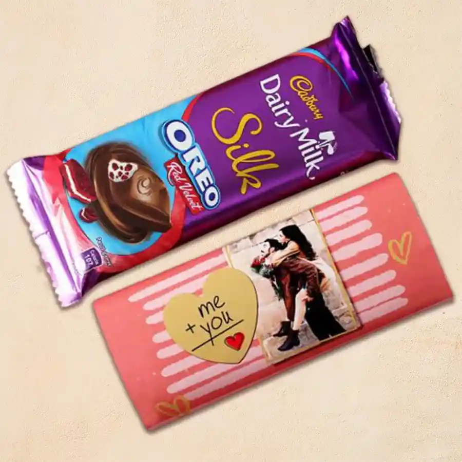Personalized Cadbury Dairy Milk Silk Oreo chocolate with custom name and message on the packaging