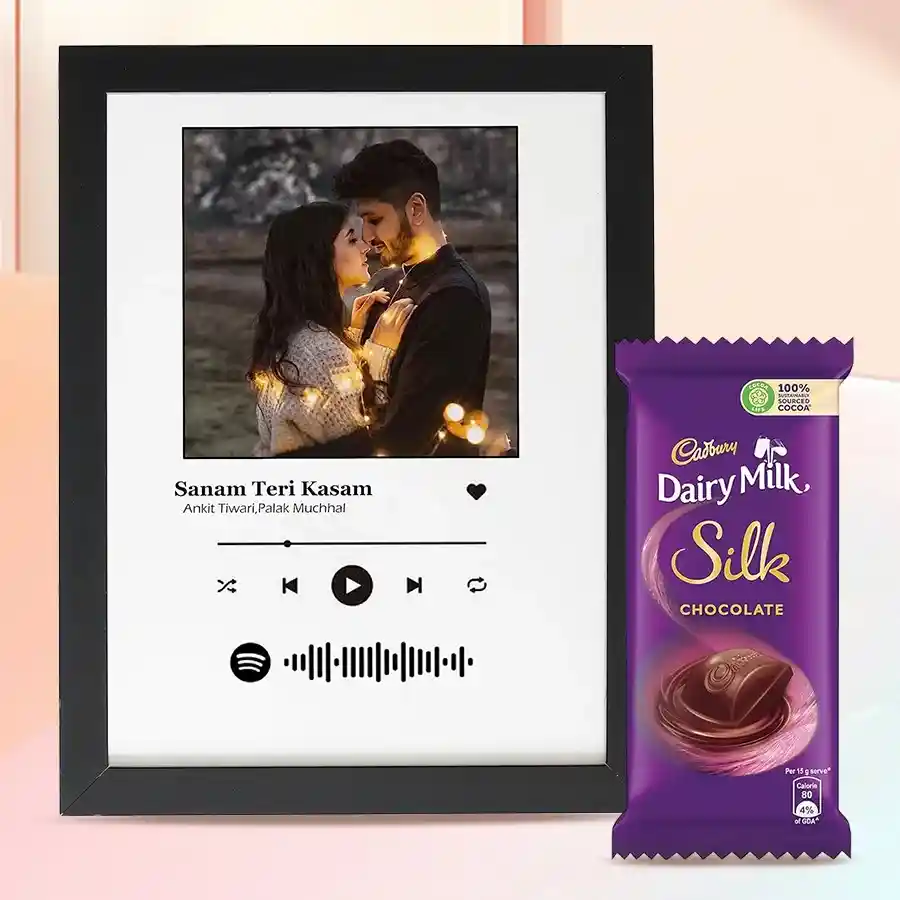 Personalized Music Photo Frame with Cadbury Dairy Milk Silk chocolate gift set