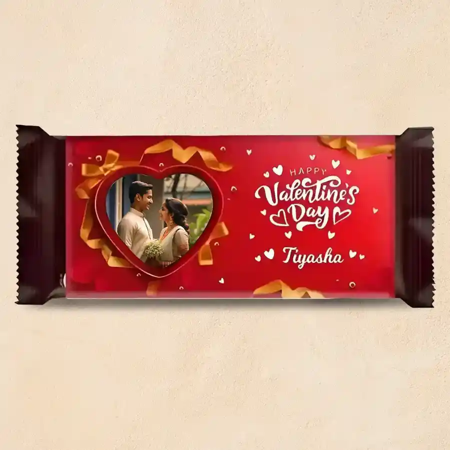 Personalized Cadbury Bournville Chocolate with a custom photo wrapper for Valentine's Day