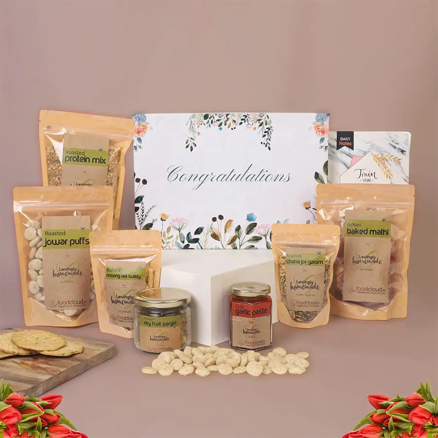 Delicious Snacks and Thoughtful Diary Set featuring a variety of snacks and a beautiful diary