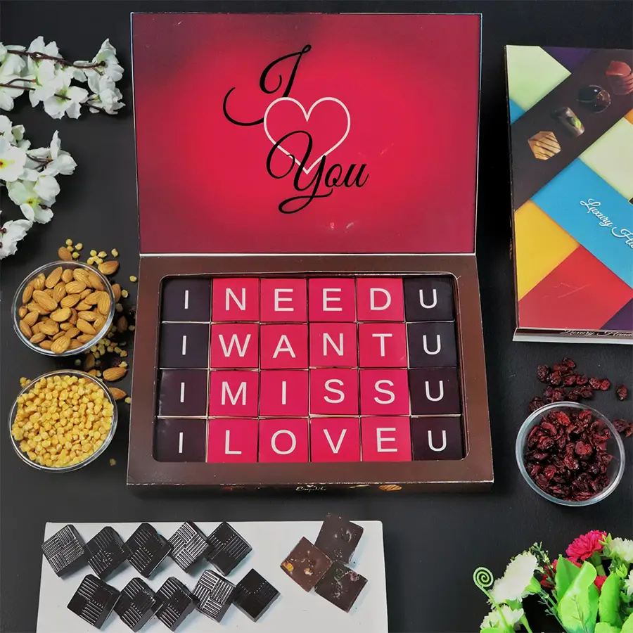 Yummy assorted chocolates in a beautifully designed gift box for Valentine's Day