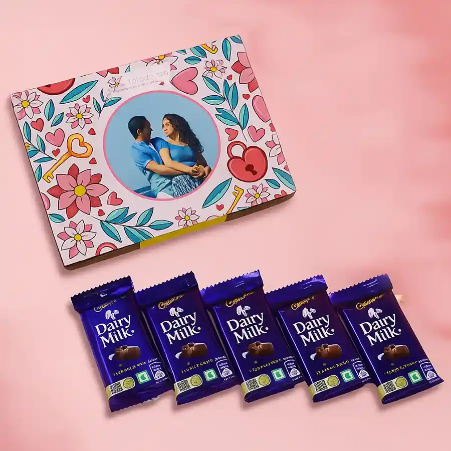 Personalised gift box filled with 10 Cadbury Dairy Milk chocolate bars