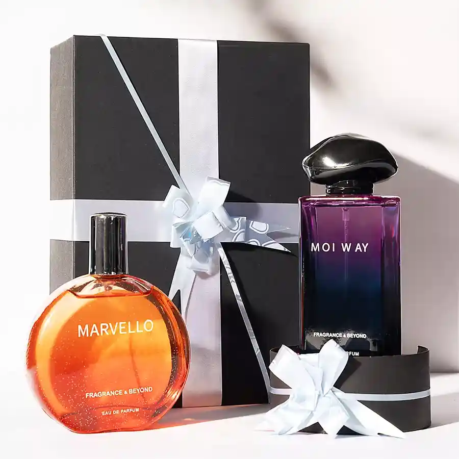 Luxurious Scent Pair for Her featuring Marvello and Moi Way perfumes in elegant bottles