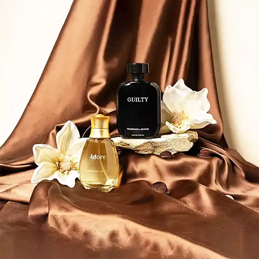 Aromatic Couple Perfume Gift Collection featuring Guilty for him and Adore for her in 100ml bottles