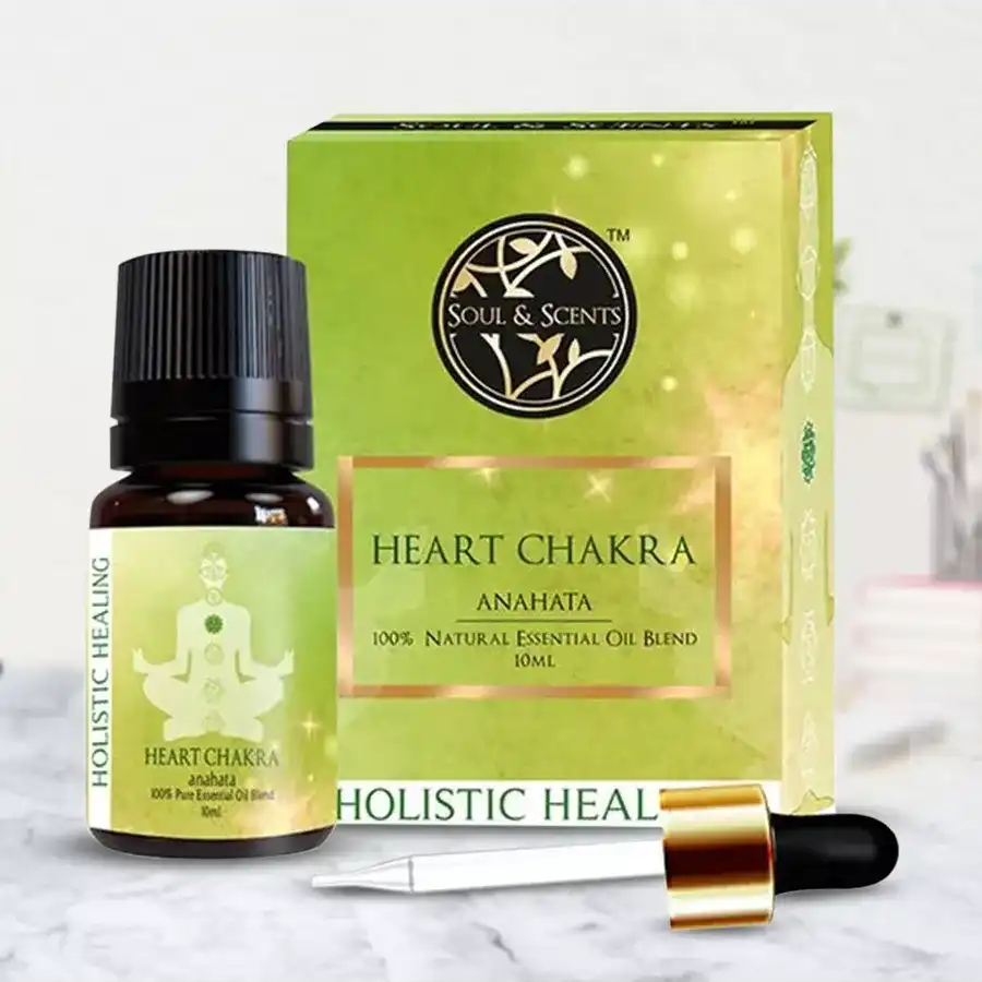 Splendid Heart Chakra Essential Oil bottle with floral design and soothing colors