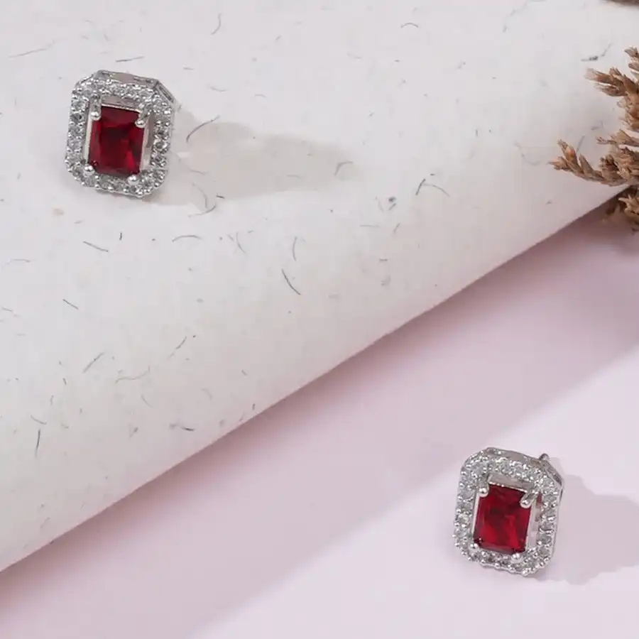 Fiery Red Stone Studs