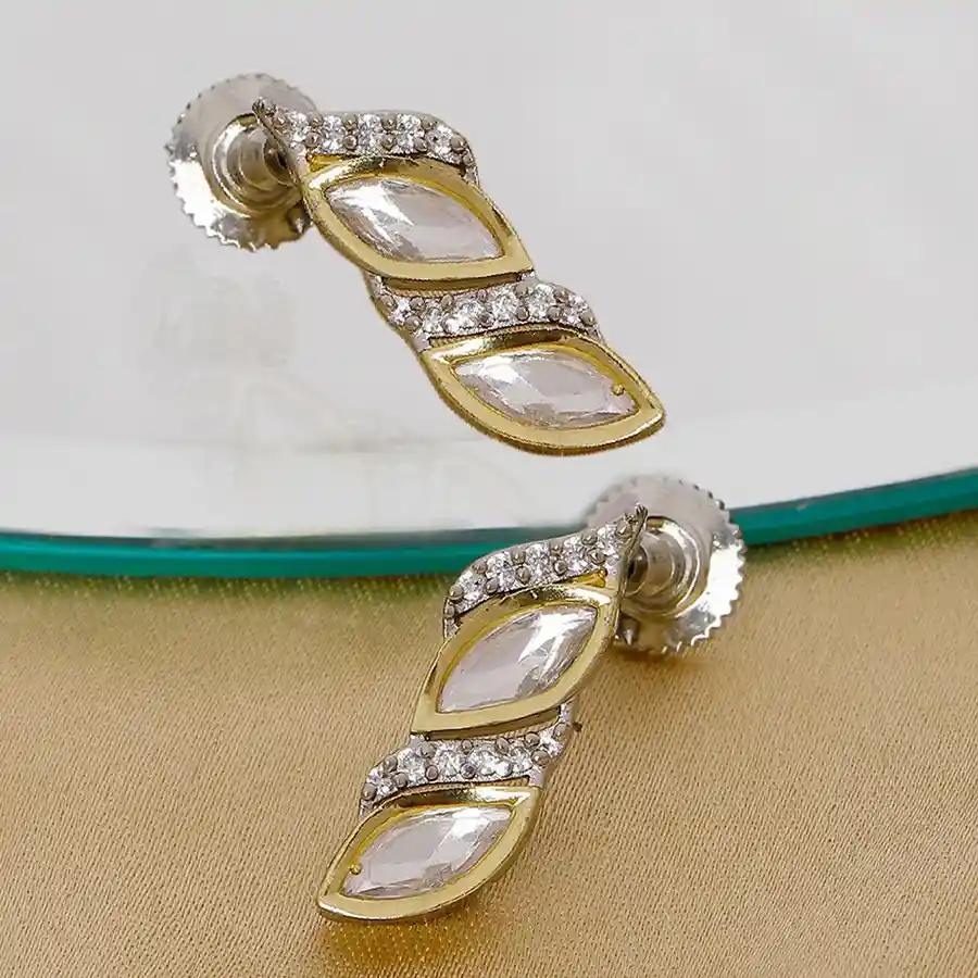 Radiant Boat Shaped Gold Earrings