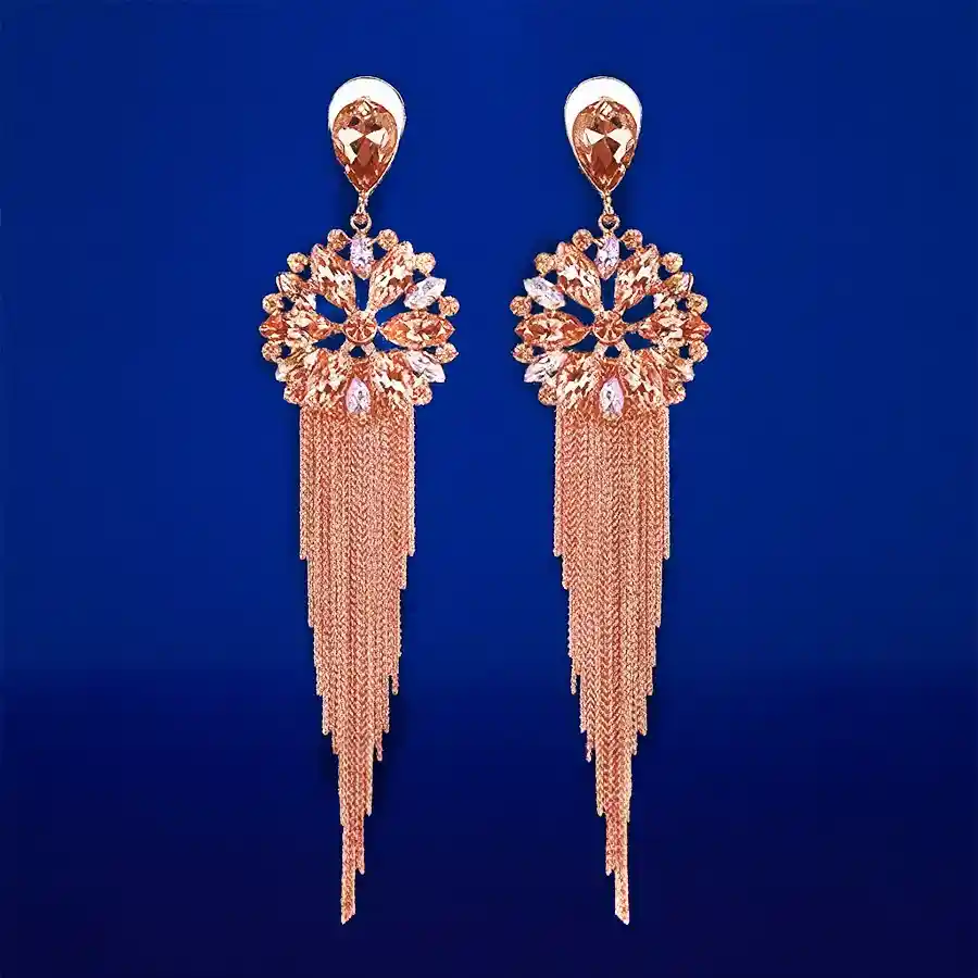Fancy Crystal Tassel Earrings