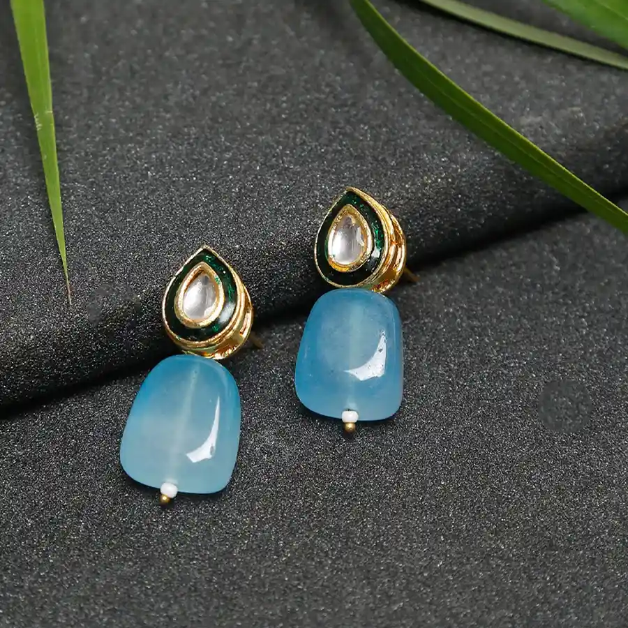 Blissful Sky Blue Kundan Earrings