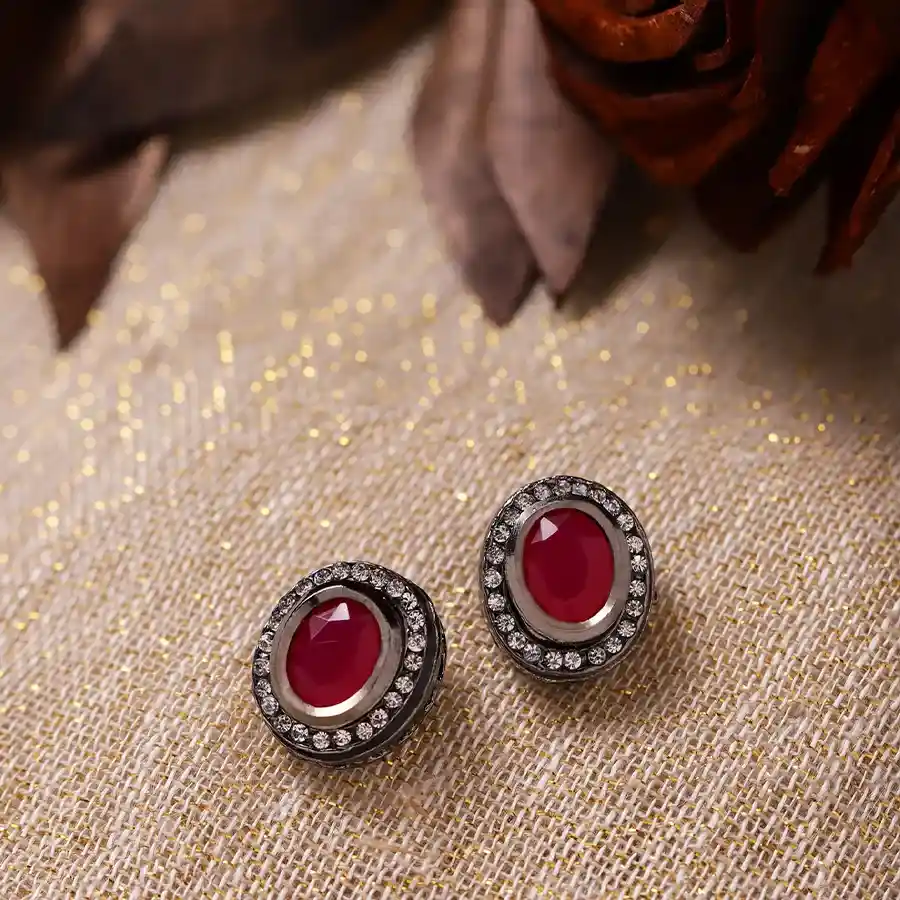 Elegant Ruby Kundan Studs