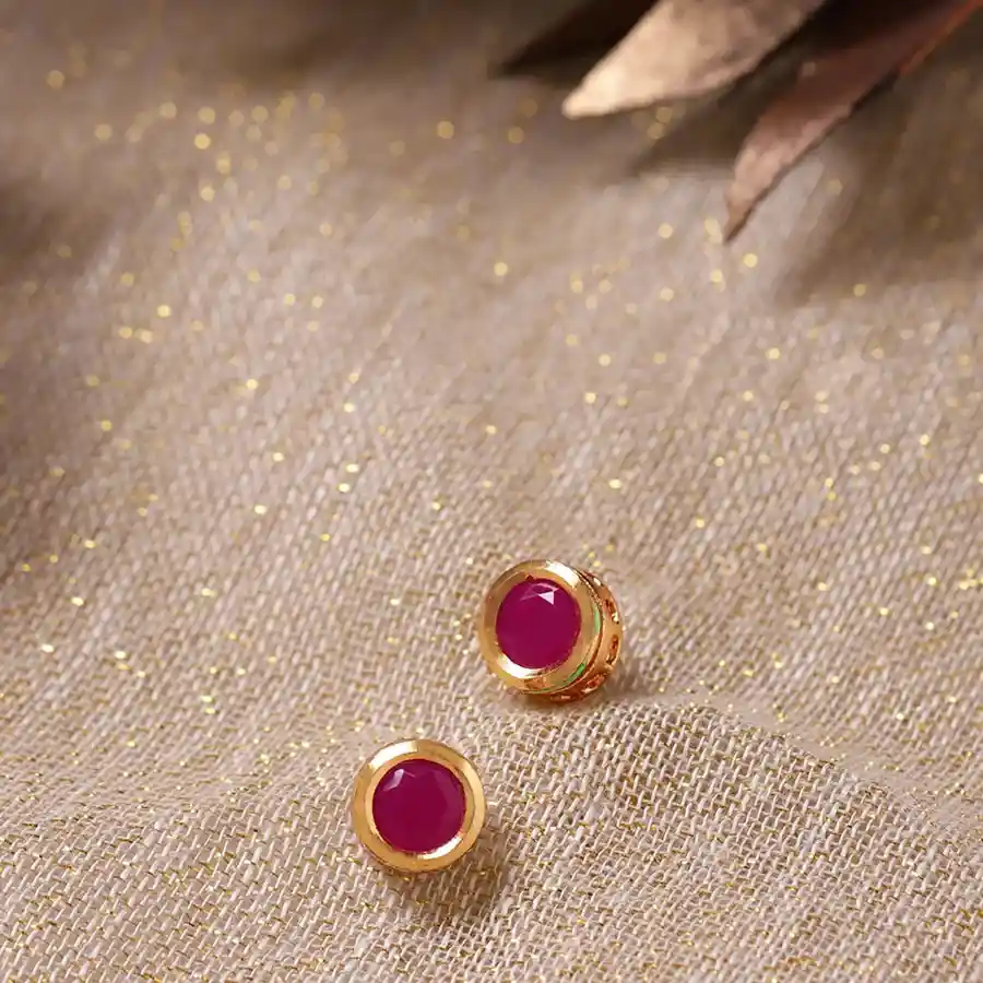 Dazzling Red Kundan Stone Studs