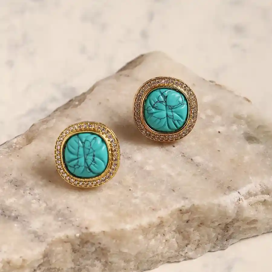 Vibrant Blue Gold Hoops