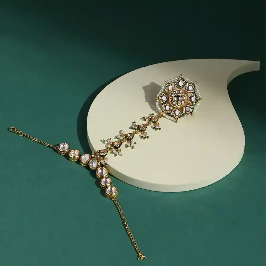 Chic Kundan Hand Jewelry