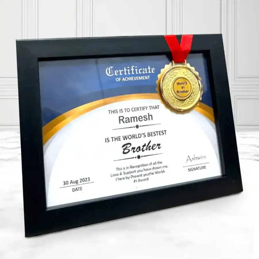 Eye Catching Personalized Certificate of Best Boyfriend with Medal