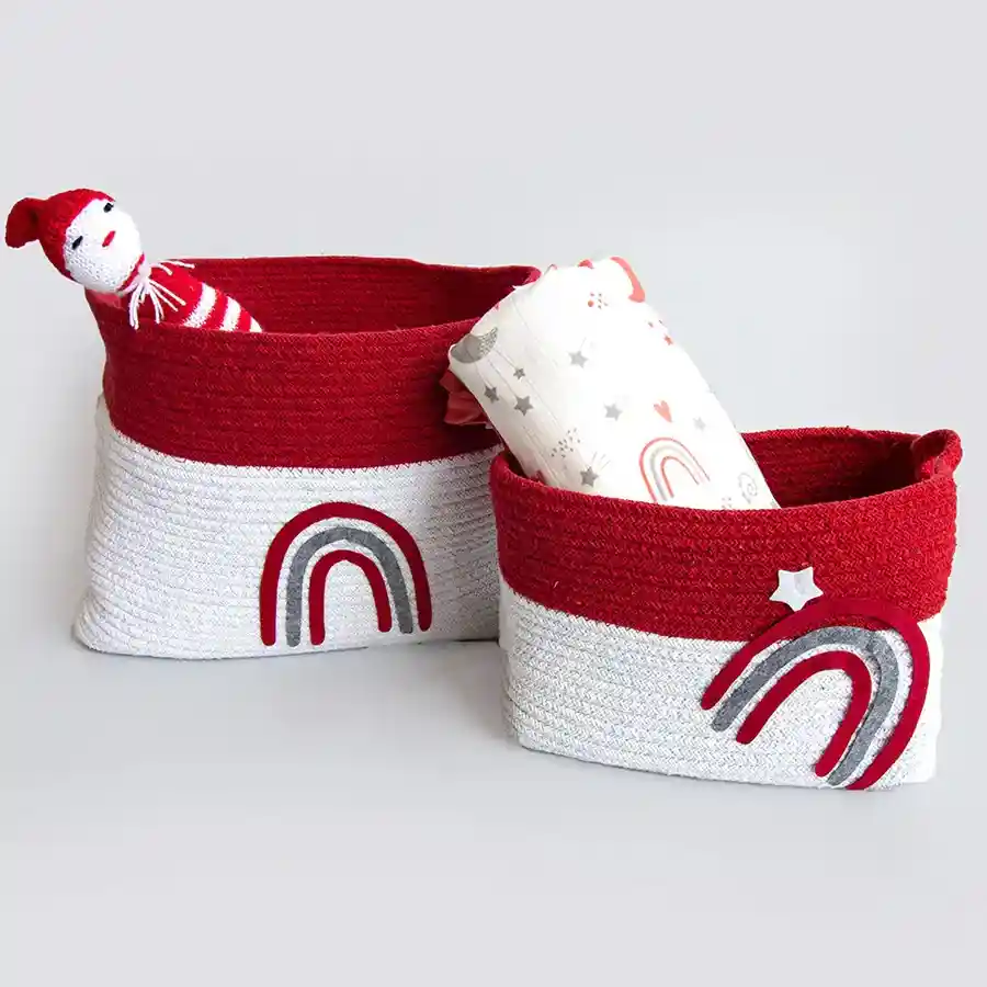 Eco Friendly Rainbow Design Cotton Rope Baskets