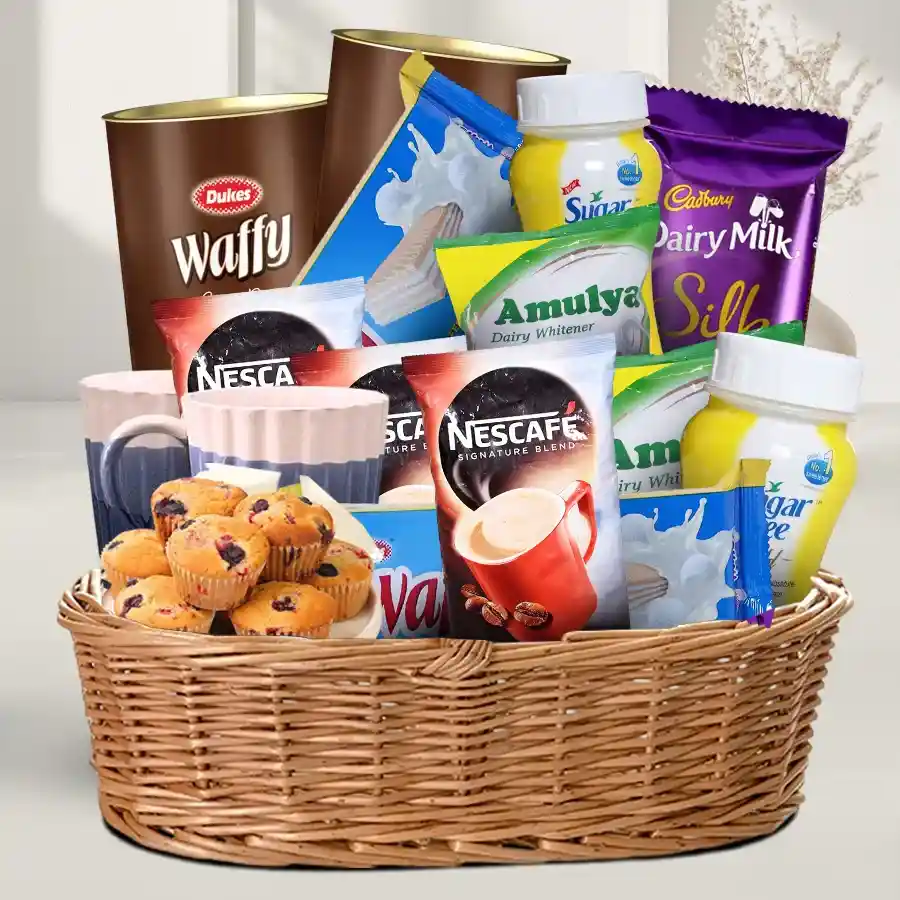 Delicious Coffee N Chocolate Gift Basket for Him