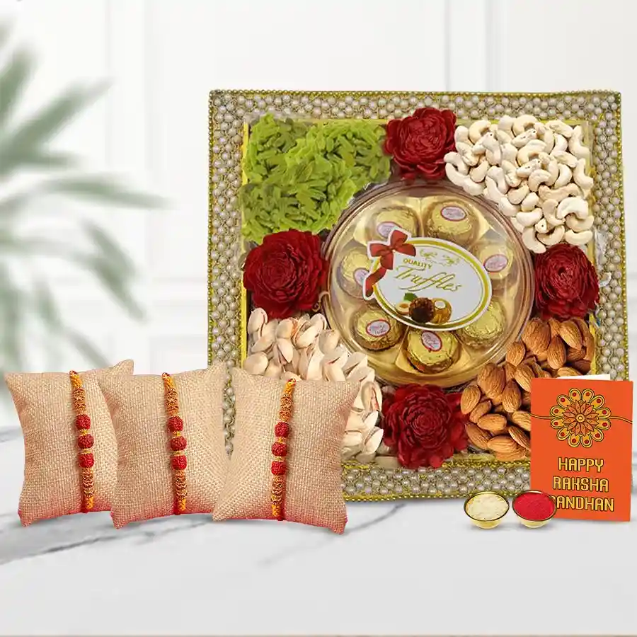 Divine Rudrakhsha Rakhi with Dry Fruits