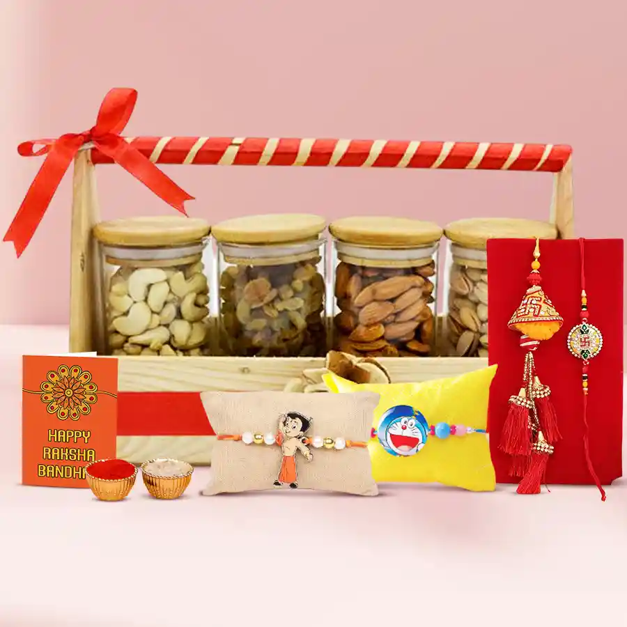 Family Rakhi with Healthy Burst Dry Fruits