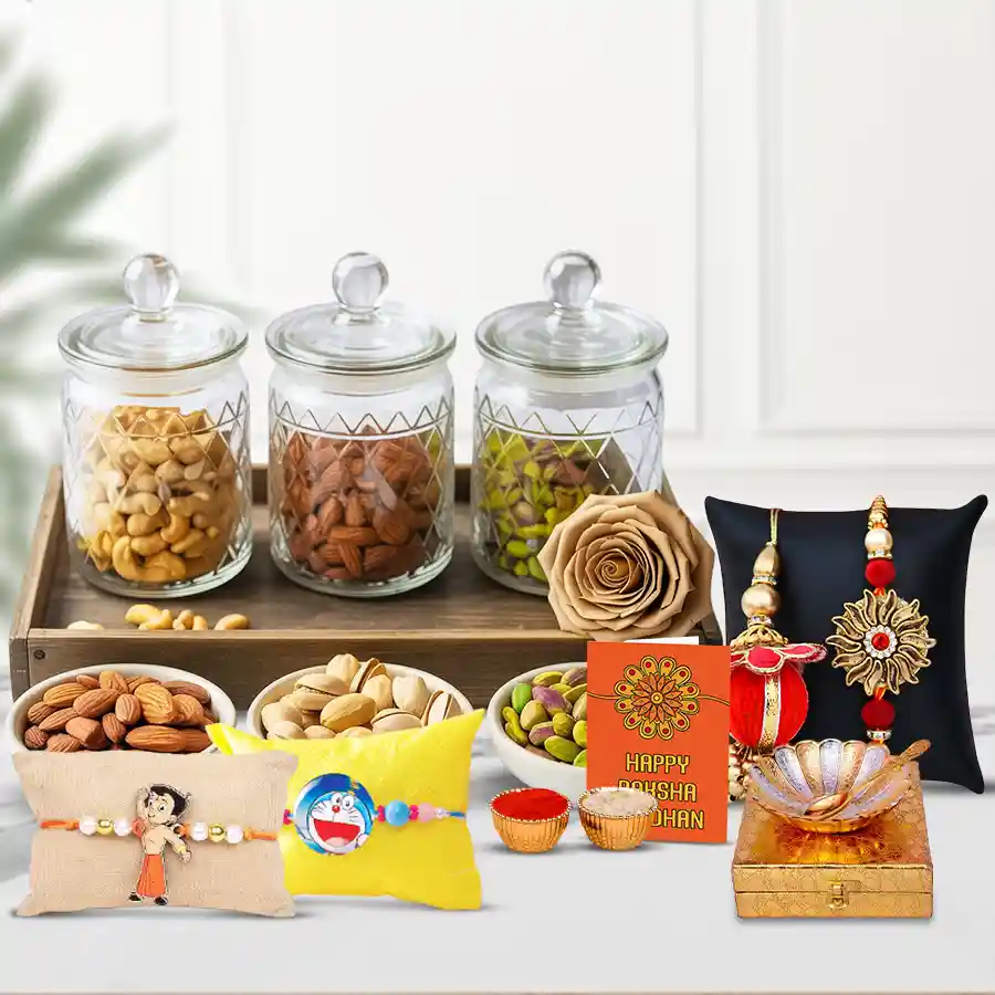 Fancy Dry Fruits Jars N Coolest Family Rakhi