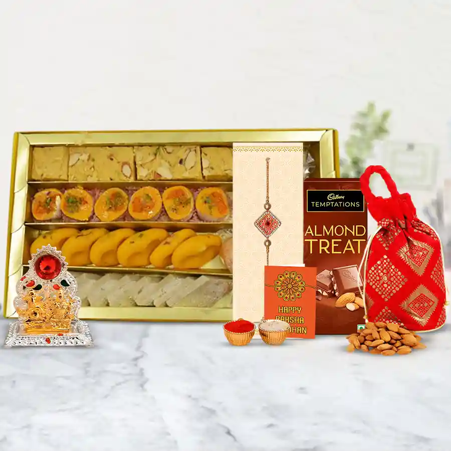 Fancy Rakhi and Assorted Sweets Delight