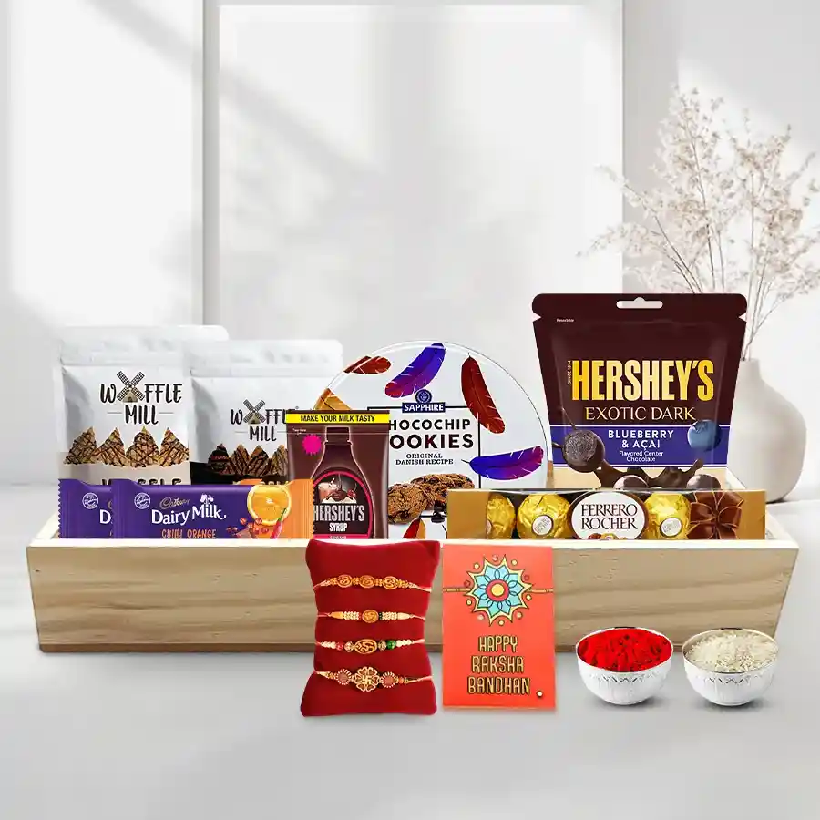 Ultimate Choco Snack Hampers with Fancy Rakhis