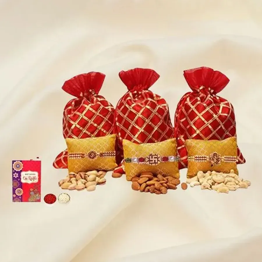 Auspicious Rakhi with Soulful Dry Fruits Hamper