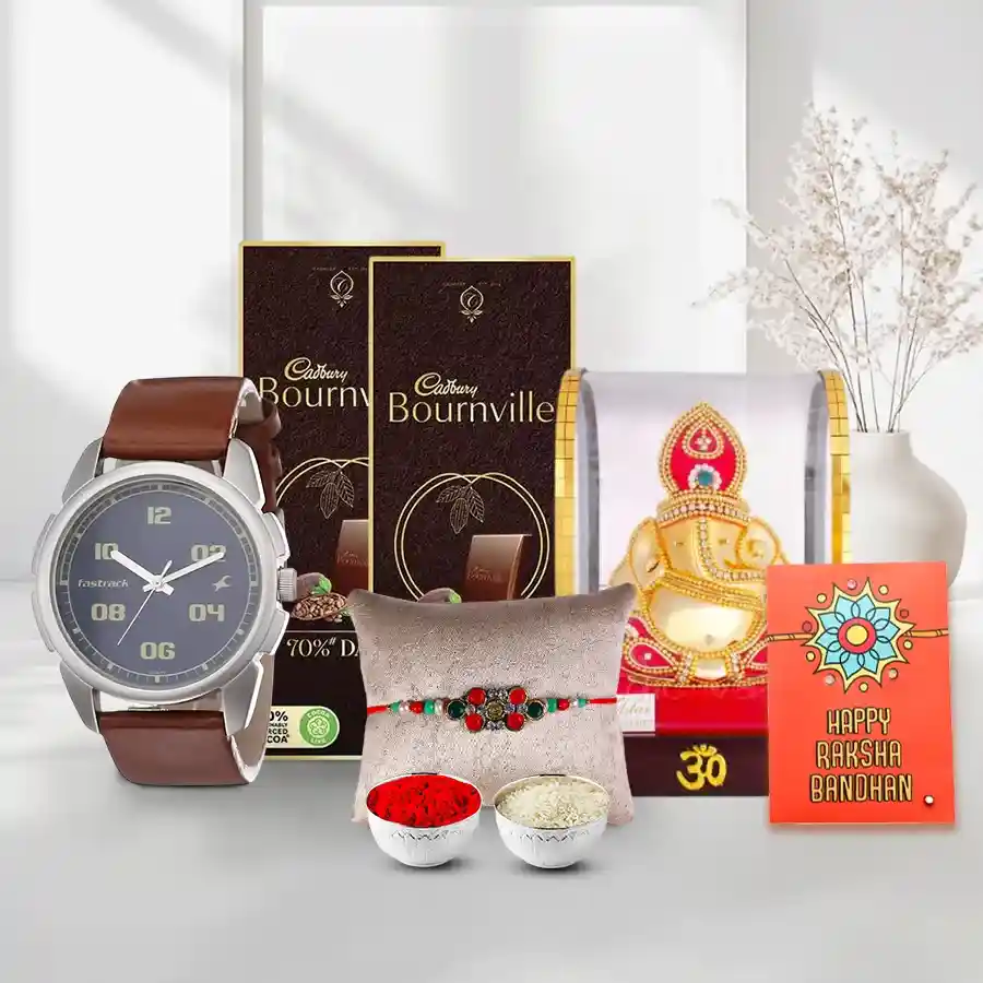 Suave Mens Analog Watch n Designer Bro Rakhi