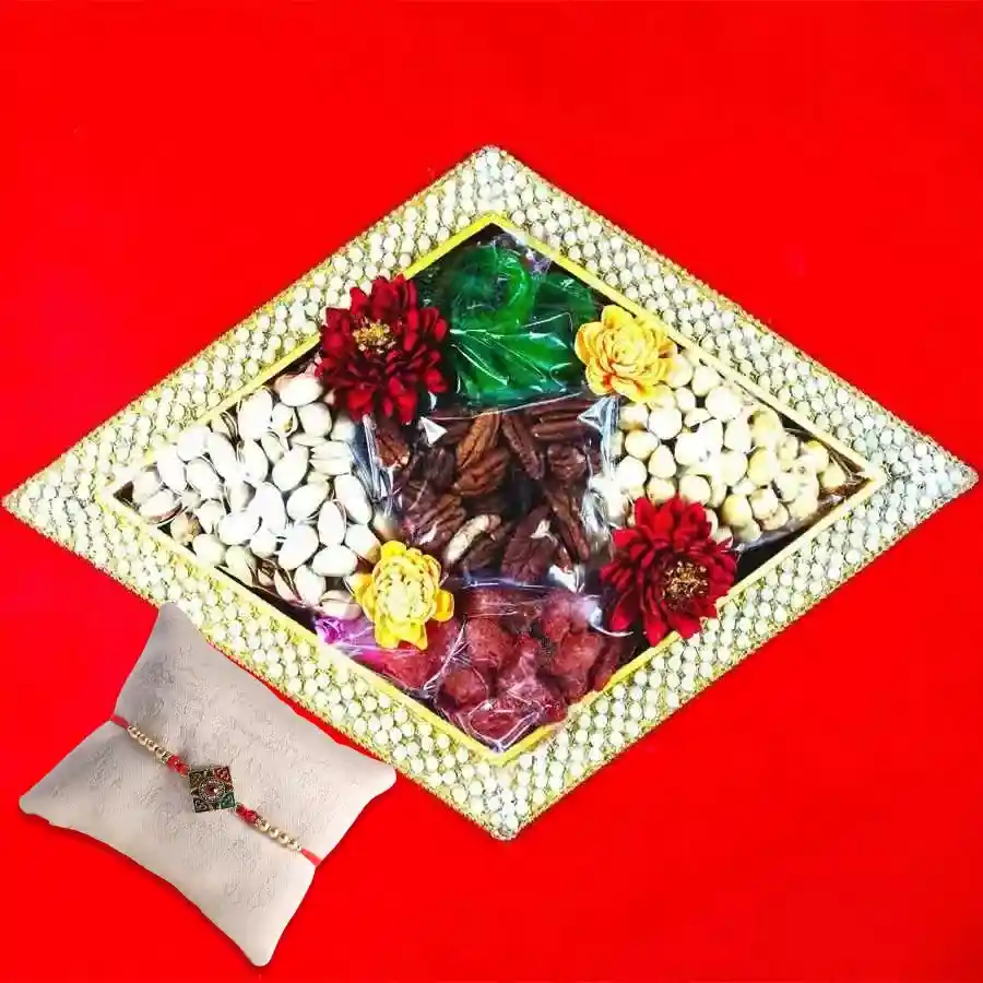 Metallic Kundan Rakhi for Brothers