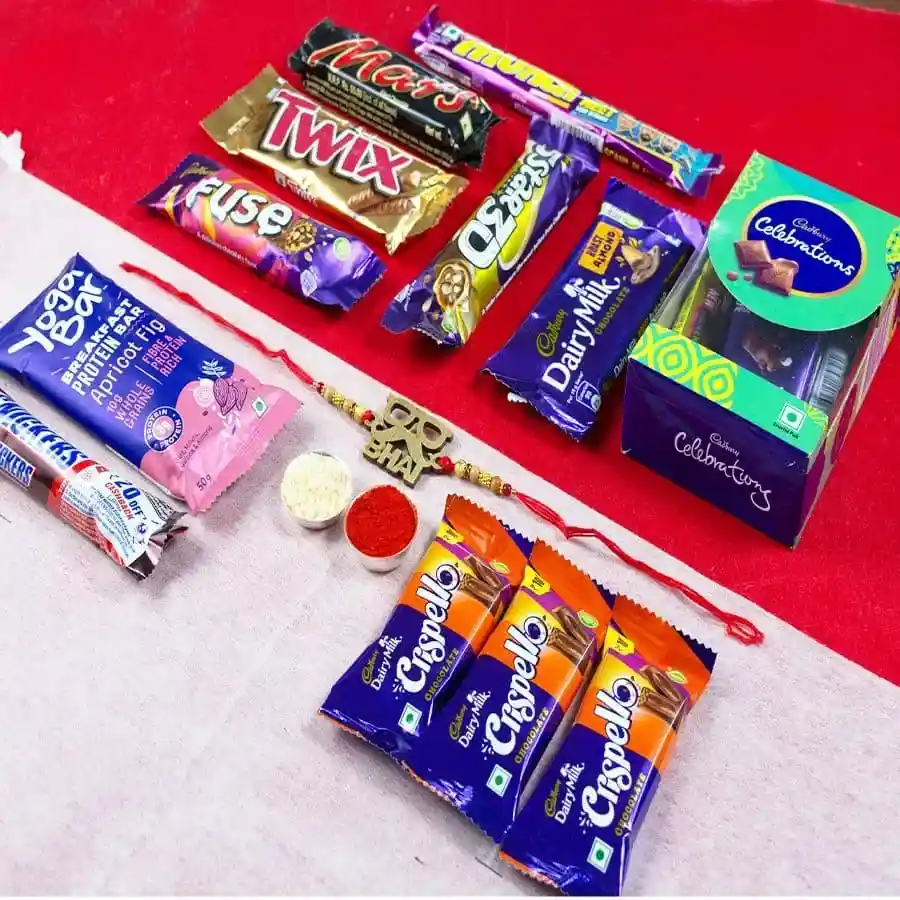Decorative Rakhi with Luscious Chocolates