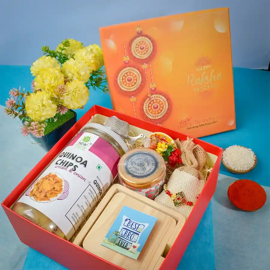 Gorgeous Rakhi n Assorted Munchies Hamper