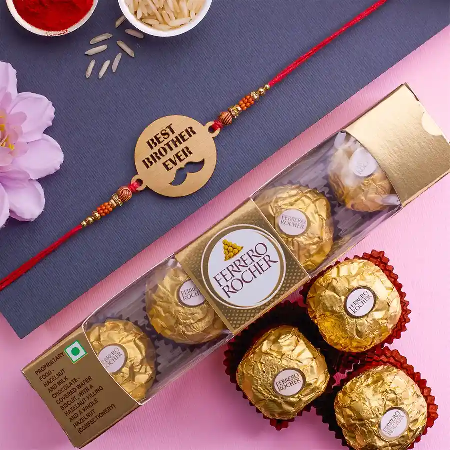 Trendy Best Brother Rakhi N Ferrero Rocher Combo