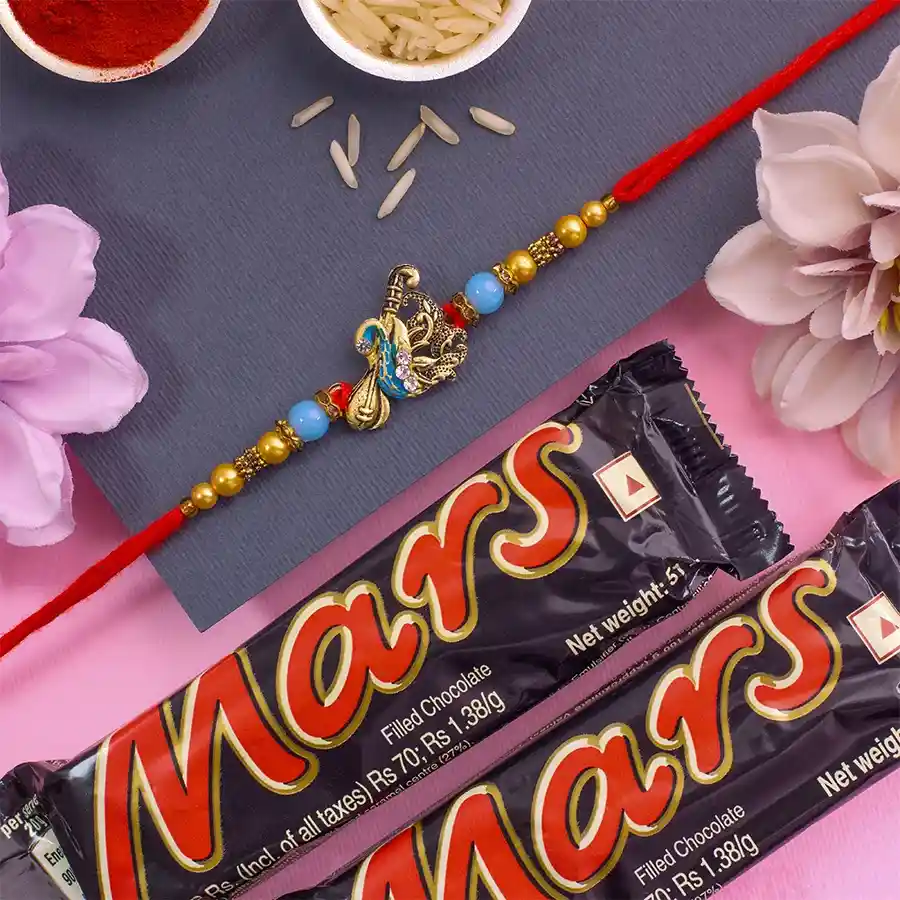 Exclusive Peacock Rakhi N Mars Combo