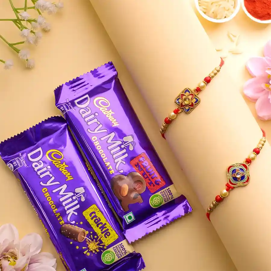 Exclusive Kundan Rakhi N Cadbury Chocolate Combo