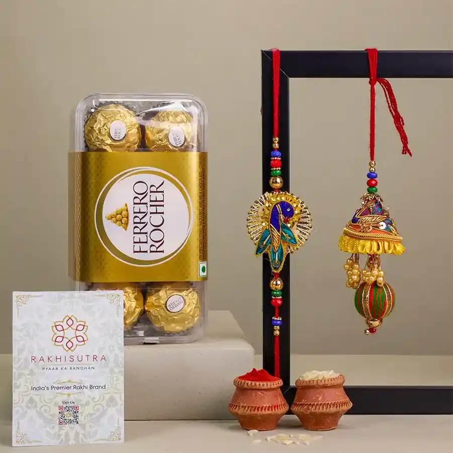 Classic Zardosi Bhaiya Bhabhi Rakhi N Rocher Delight