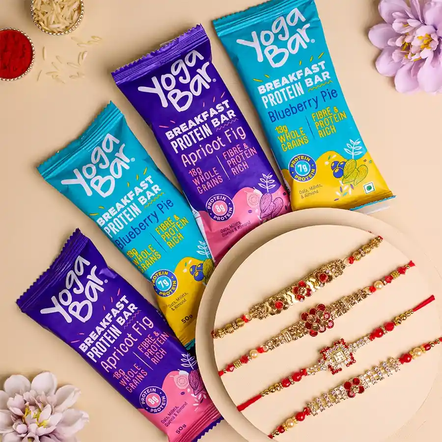 Premium AD Rakhi Set N Yoga Bar Combo