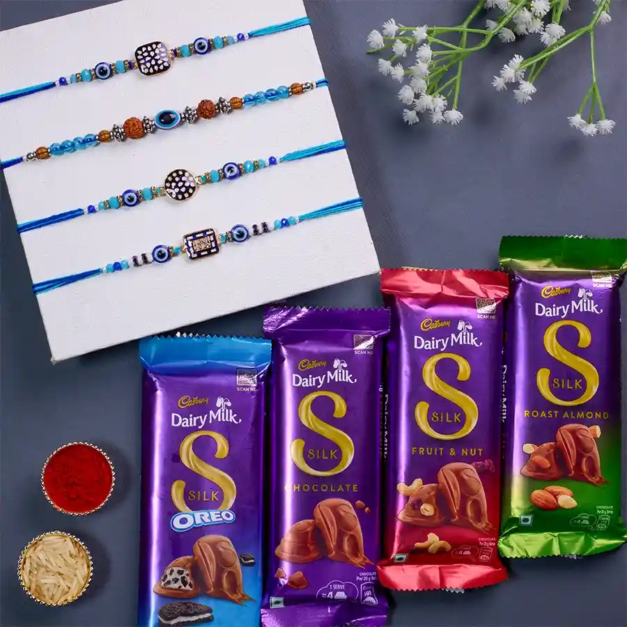 Premium Evil Eye Rakhi Set N Cadbury Combo