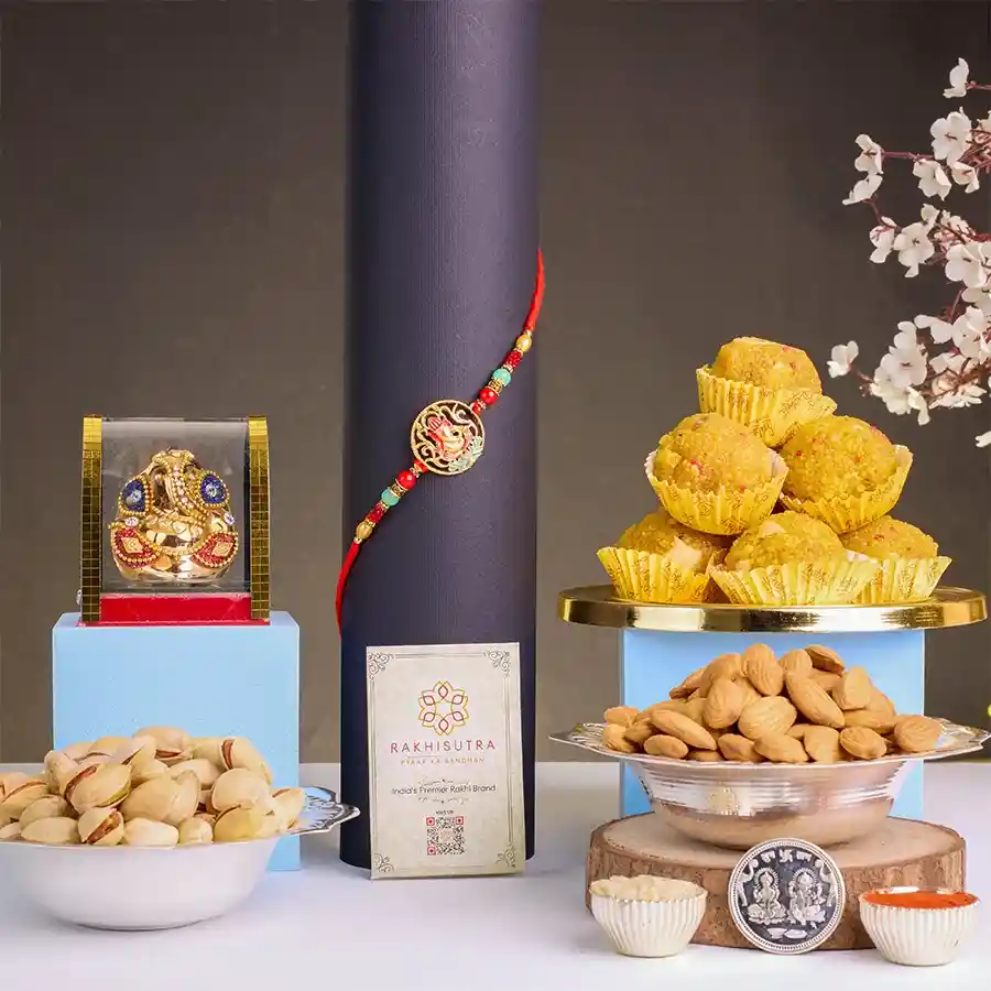 Festive Ganesha Rakhi N Treats Combo