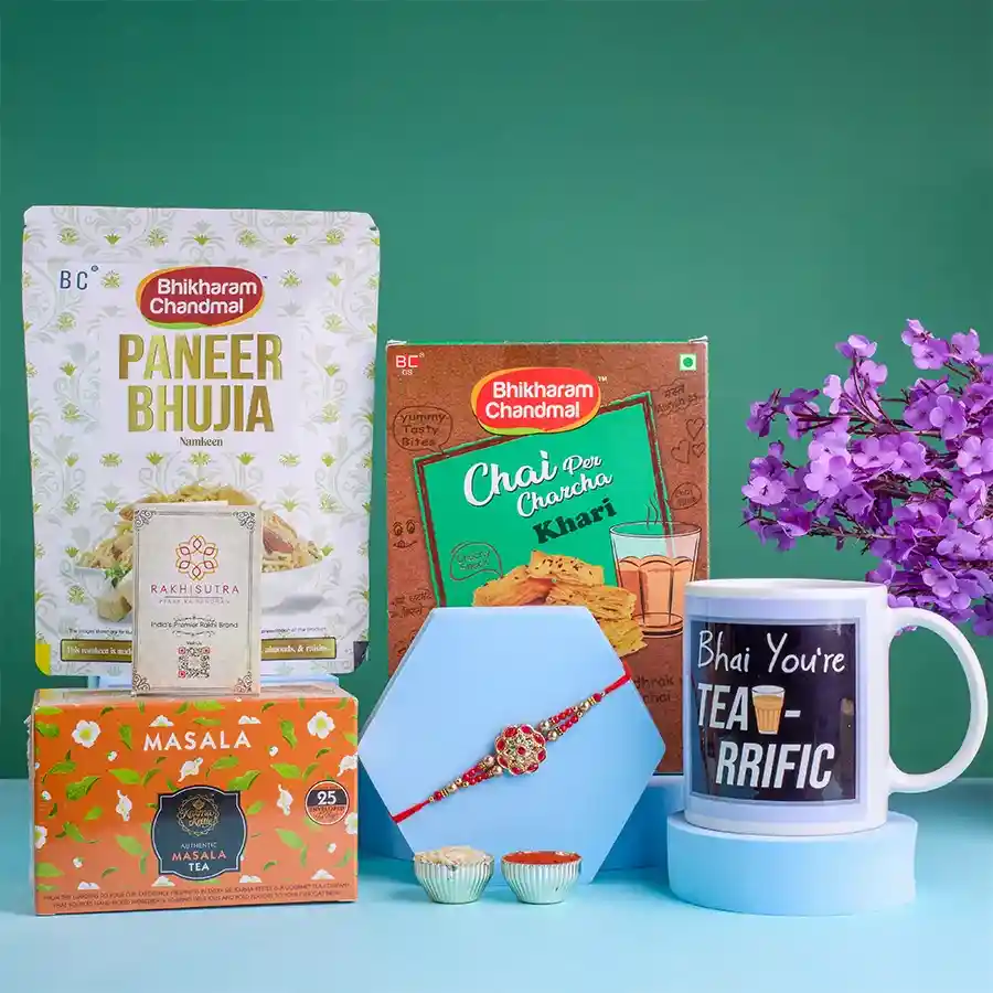 Traditional Rakhi with Tea N Snacks Hamper
