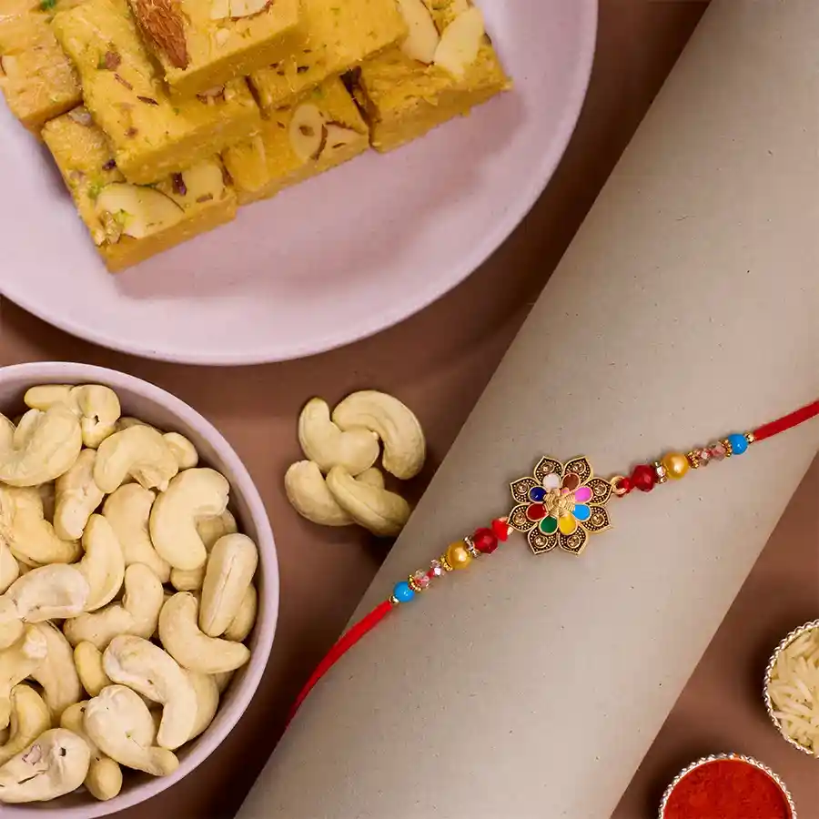 Graceful Kundan Rakhi N Treats Indulgence