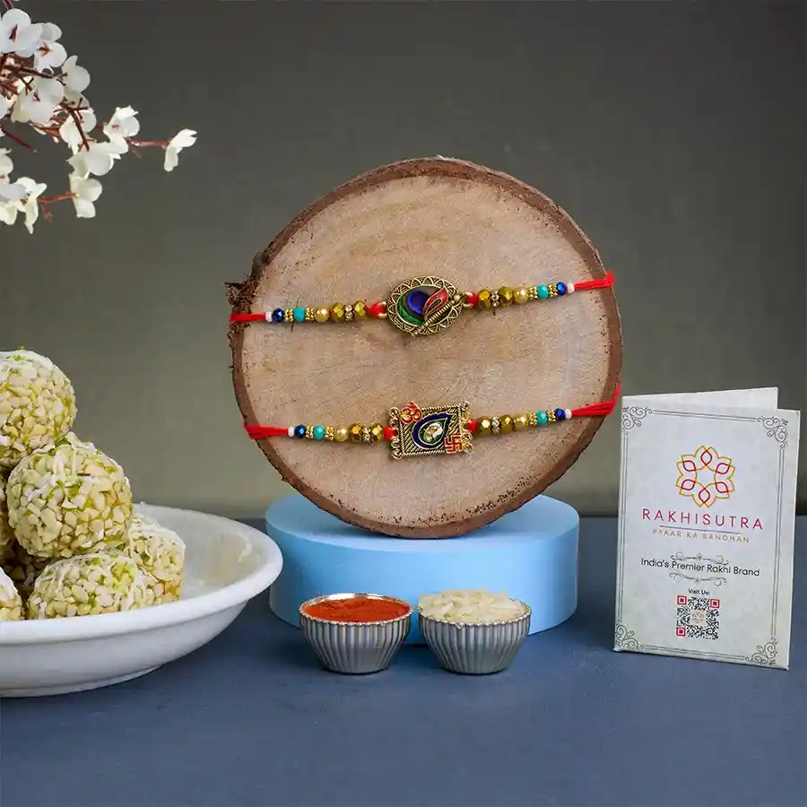Delish Butterscotch Laddu N Kundan Rakhi Duo
