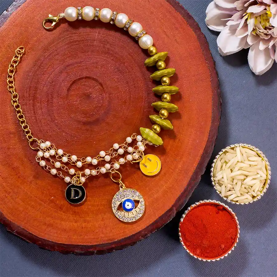 Personalized Charm Evil Eye Bracelet Rakhi