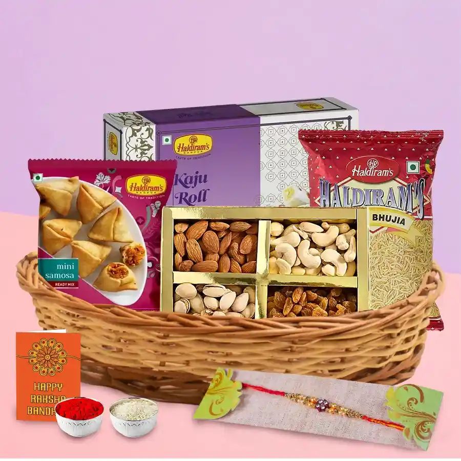 Smashing Rakhi Treat Basket of Love and Happiness
