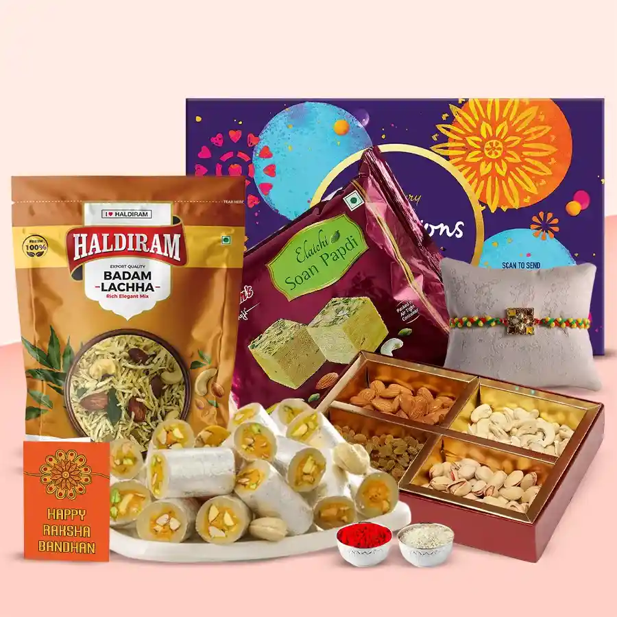 Sweets N Savory Gift Hamper with Rakhi