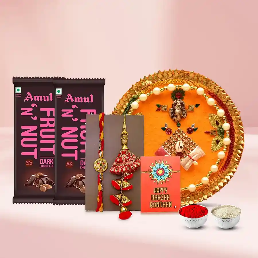 Bhaiya Bhabhi Rakhi Set with Chocolate N Thali