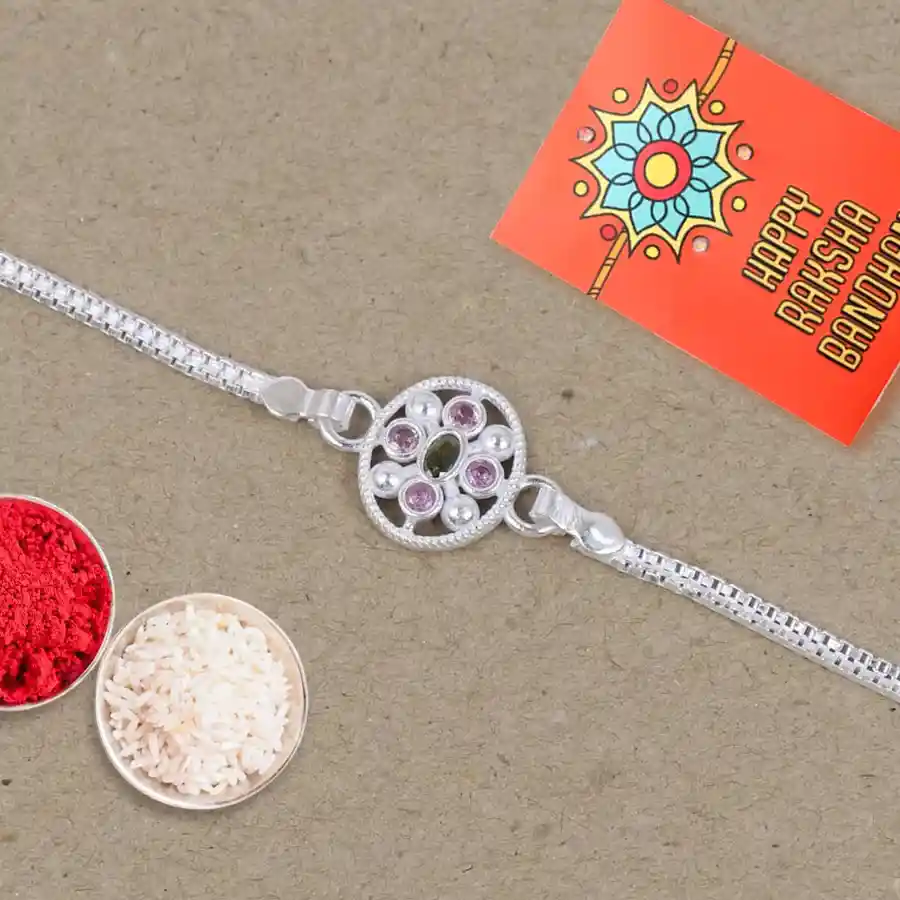 Fancy Silver Rakhi