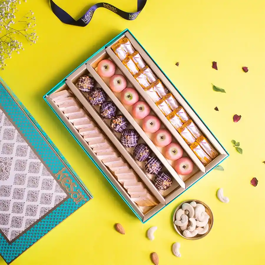 Delicious Assorted Kaju Sweets Box from Kesar