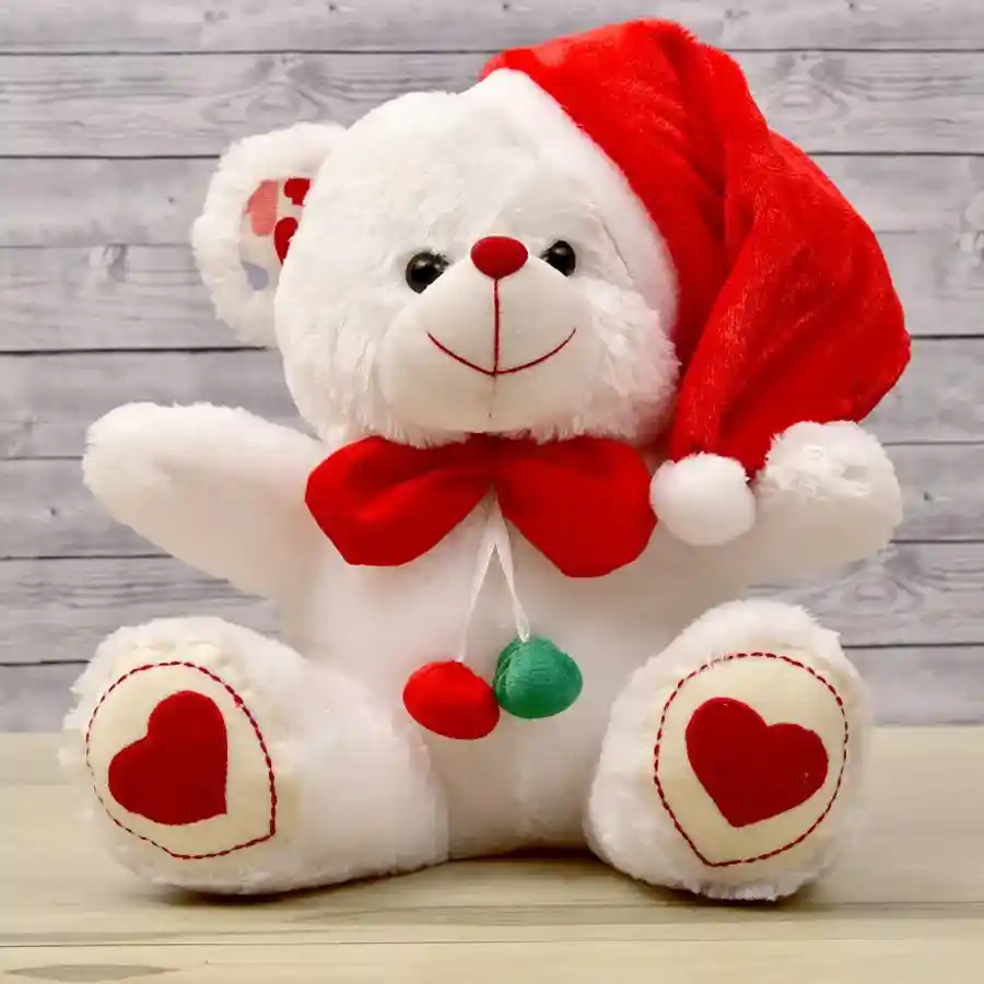 Mesmerizing Teddy with Red Santa Claus Cap