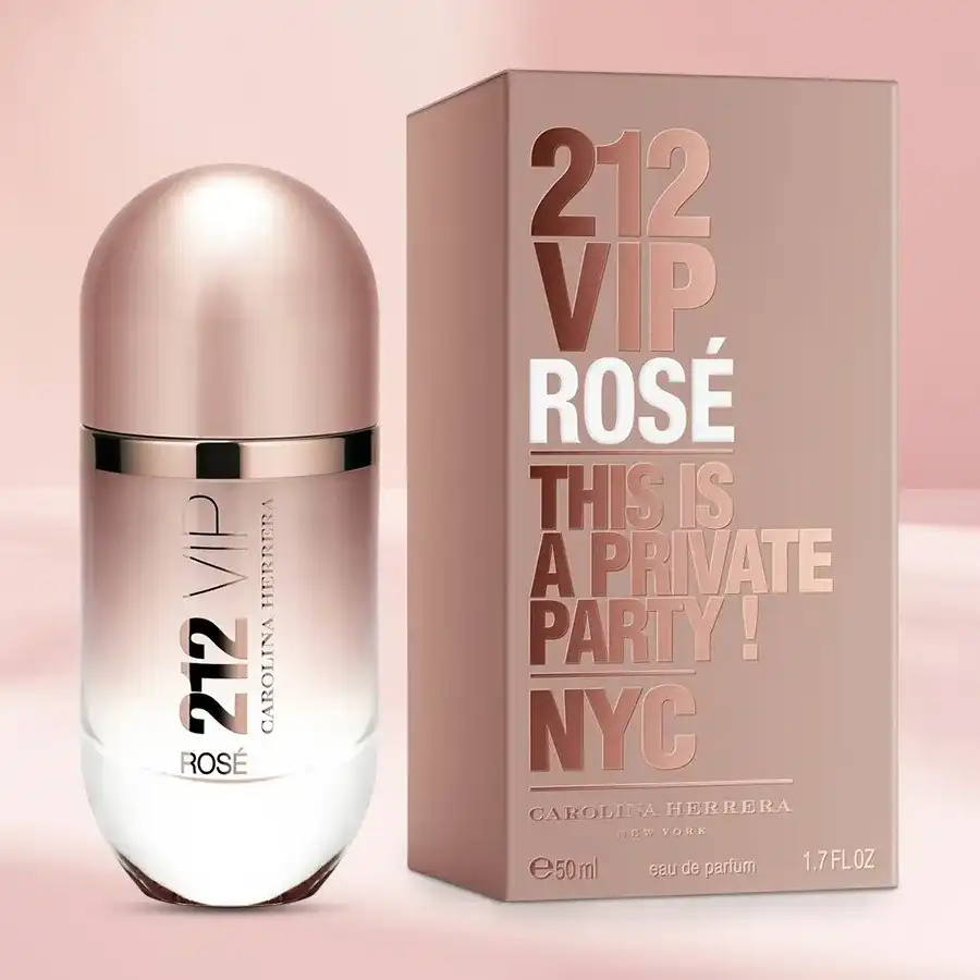 Carolina Herrera 212 VIP Rose Eau De Parfum for Her, 50 ml, elegant floral fragrance in a beautifully designed bottle.